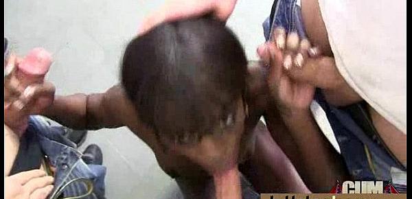  Ebony girl gang banged and covered in cum 1